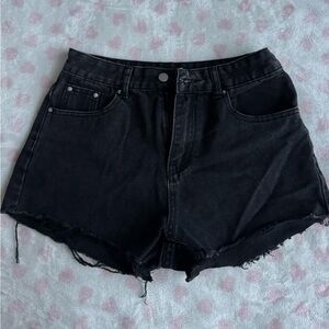 Black denim shorts
